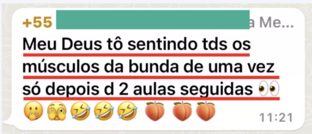 Print WhatsApp: Sentindo todos os músculos da bunda depois de 2 aulas seguidas.